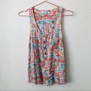 Forever 21 pink blue floral print tank top